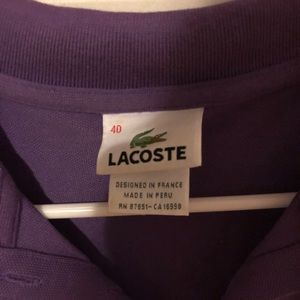 Purple Never worn lacoste womens polo shirt